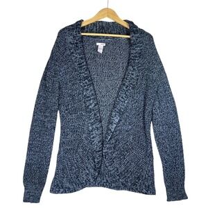Bongo Y2K Black & Gray Knit Open Front Cardigan Sweater Women's Size‎ XL/EG Cozy